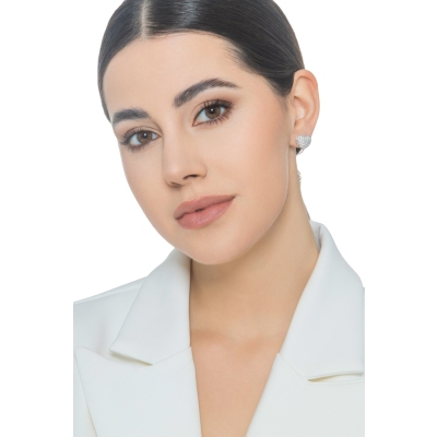 18k white gold pavè heart earrings with diamonds 