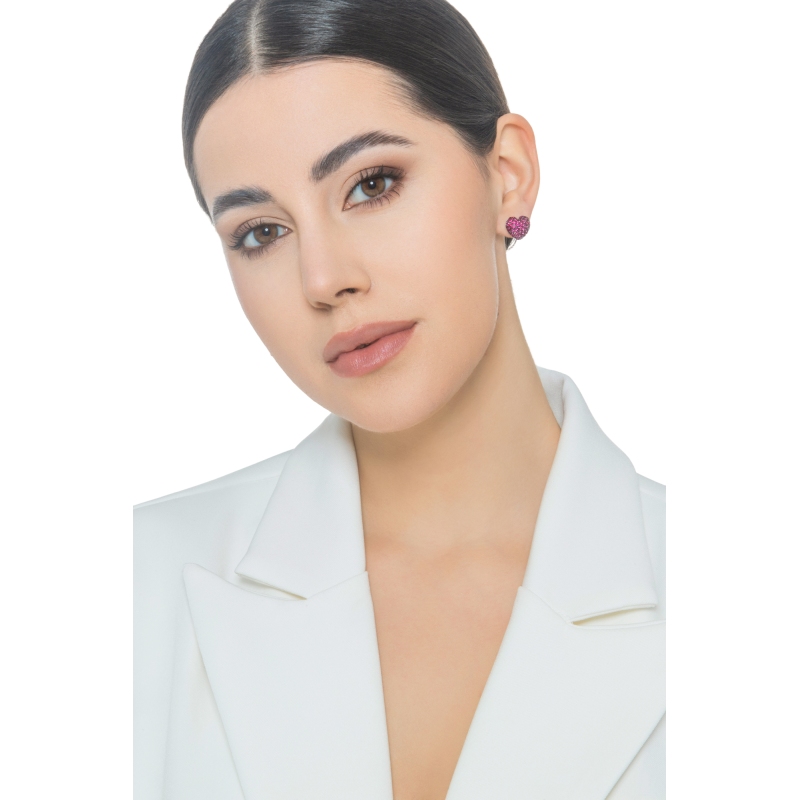 Rubies heart earrings in white gold 18k Rubies heart earrings in white gold 18k