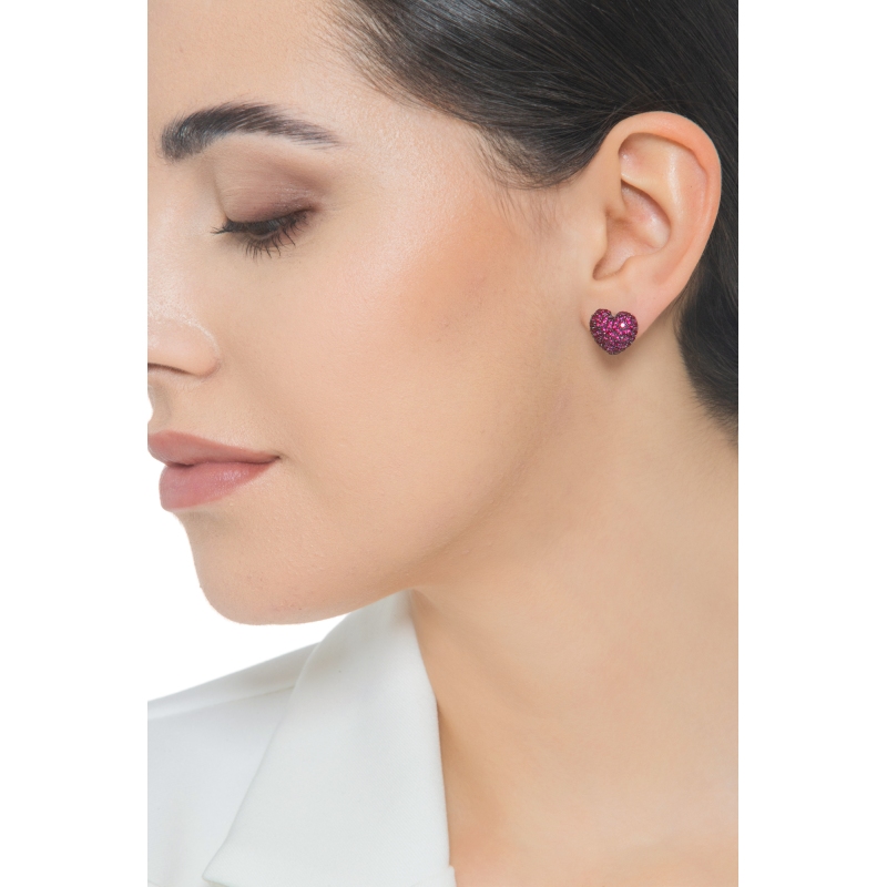 Rubies heart earrings in white gold 18k Rubies heart earrings in white gold 18k