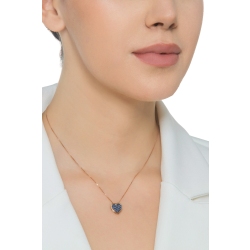 Blue sapphires heart pavè burnished pendant necklace in rose gold 2