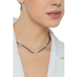 Tennis blue sapphires and diamonds heart necklace in white gold 18k 2