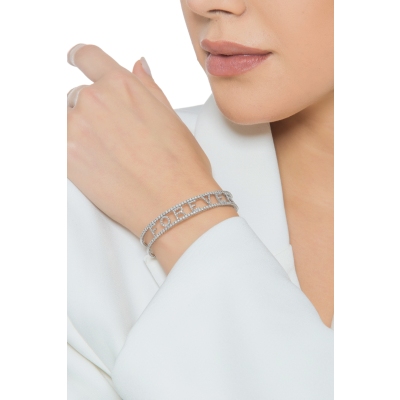 18k white gold rigid bracelet with letters FOREVER in diamonds