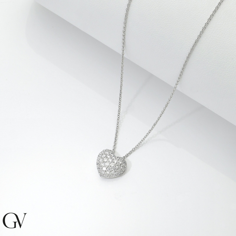 18k white gold heart pavè diamonds necklace 18k white gold heart pavè diamonds necklace