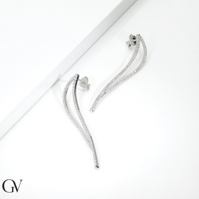 18k white gold drop diamonds earrings