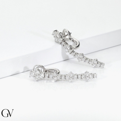 18k white gold diamond drop earrings