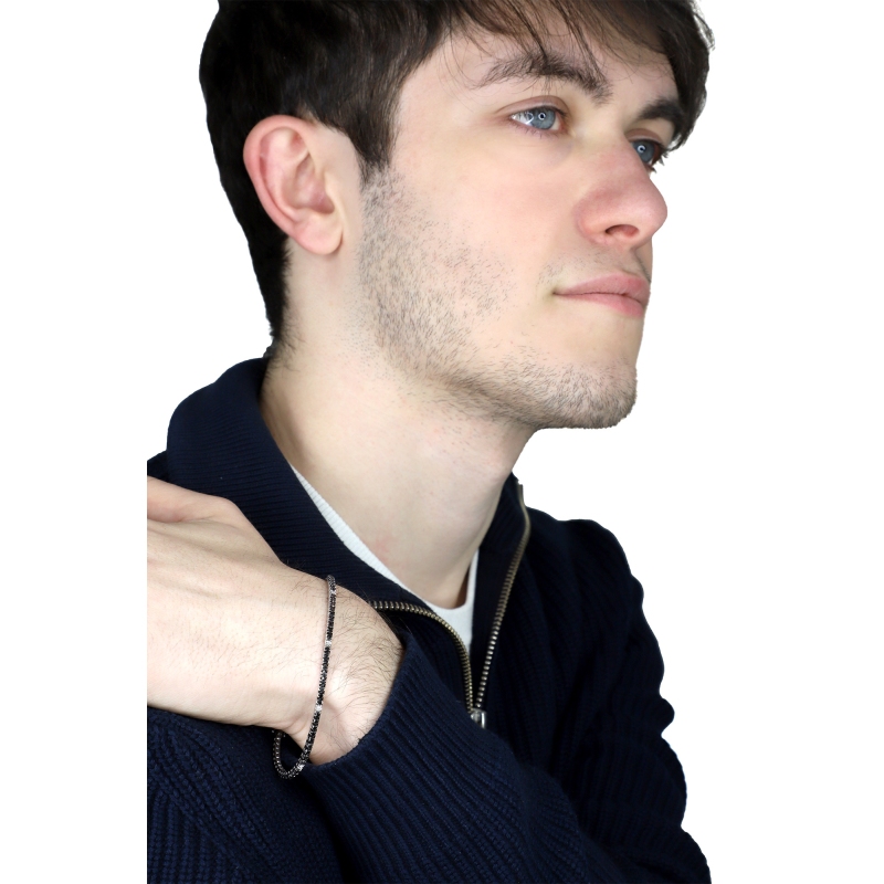 Black and white diamond tennis bracelet