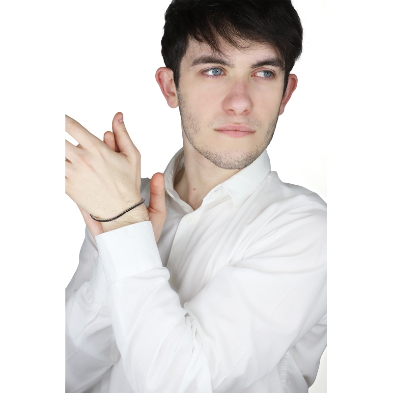 Tennis bracelet with black diamonds white gold 18k