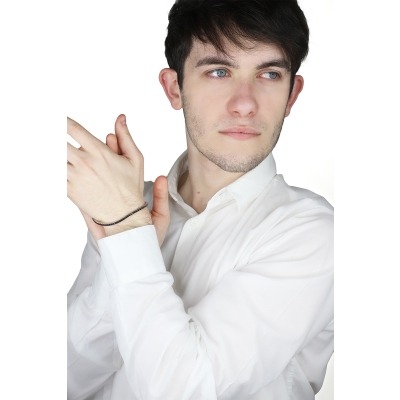 Tennis bracelet with black diamonds white gold 18k