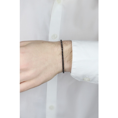 Tennis bracelet with black diamonds white gold 18k