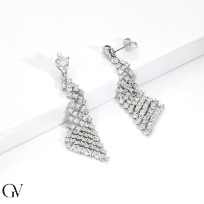 Drop earrings in white gold 18k with diamonds