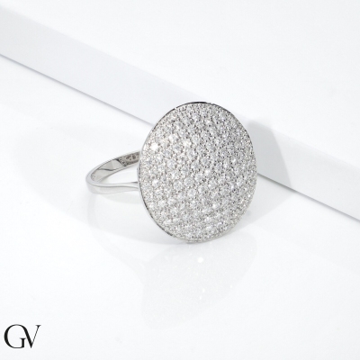 18k white gold round pavè ring diamonds