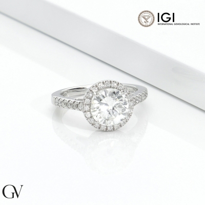 Ring with diamond 2.00ct IGI in white gold 18k
