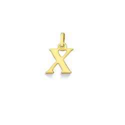 Pendant with initial letter X in uppercase in 18k yellow gold