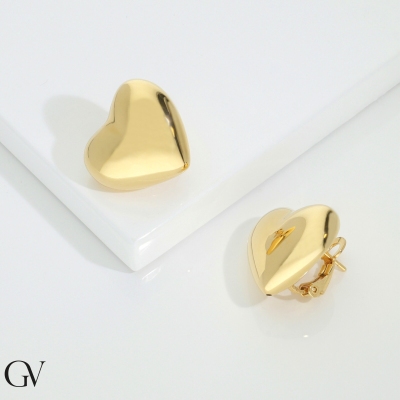 18k yellow gold heart earrings
