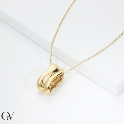 Necklace in yellow gold 18k with waves pendant