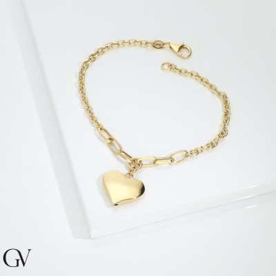 Bracelet in yellow gold 18k with heart pendant