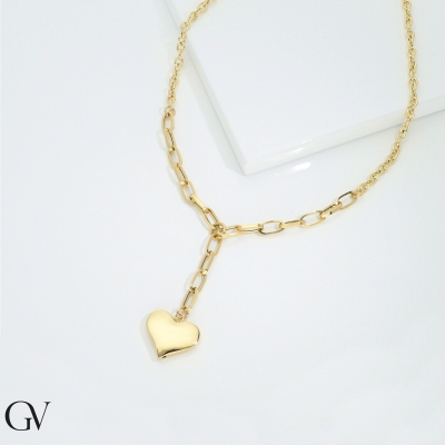 18k yellow gold necklace with heart pendant