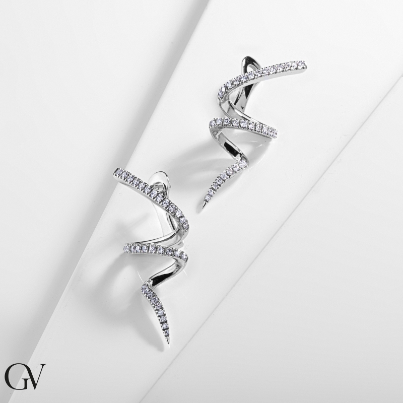 18k white gold design earrings with diamonds 18k white gold design earrings with diamonds