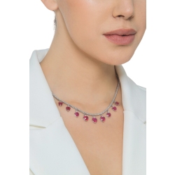 Tennis necklace with ruby heart pendant and diamonds 2