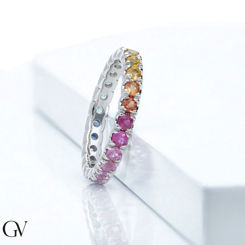 Multicolor sapphire eternity ring in white gold 18k Multicolor sapphire eternity ring in white gold 18k