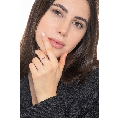 Multicolor sapphire eternity ring in white gold 18k