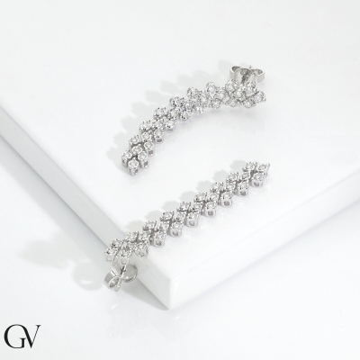 Diamonds drop earrings in white gold 18k with diamonds