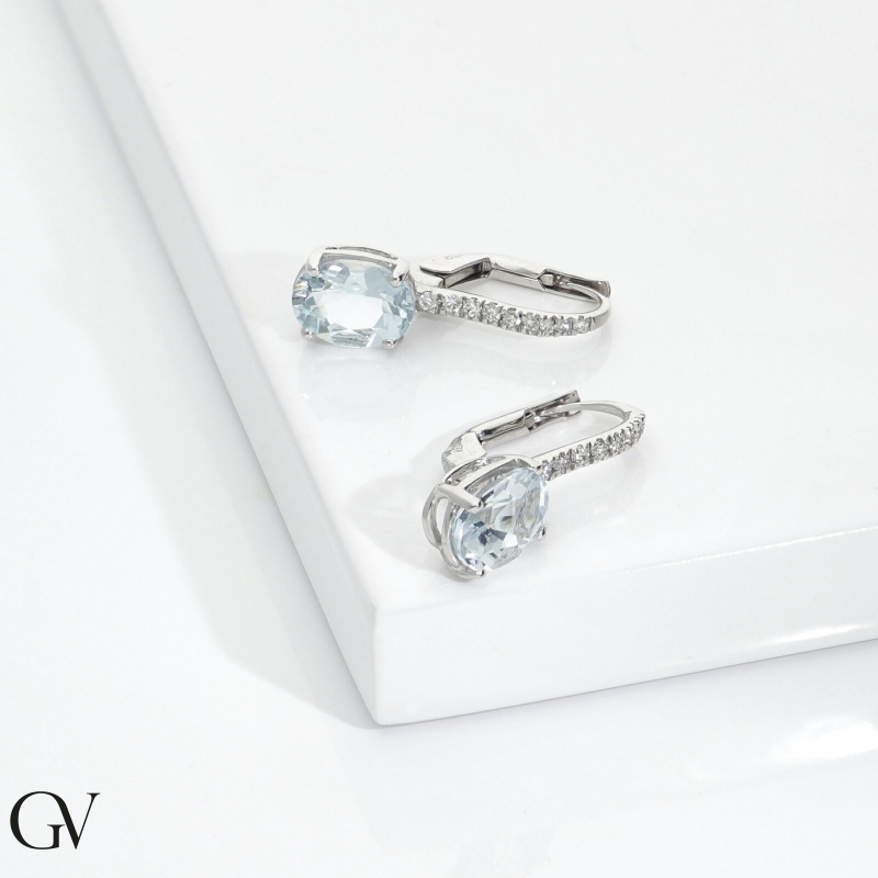 18k white gold earrings aquamarine and diamonds 18k white gold earrings aquamarine and diamonds