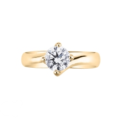 Solitaire setting four prong yellow gold