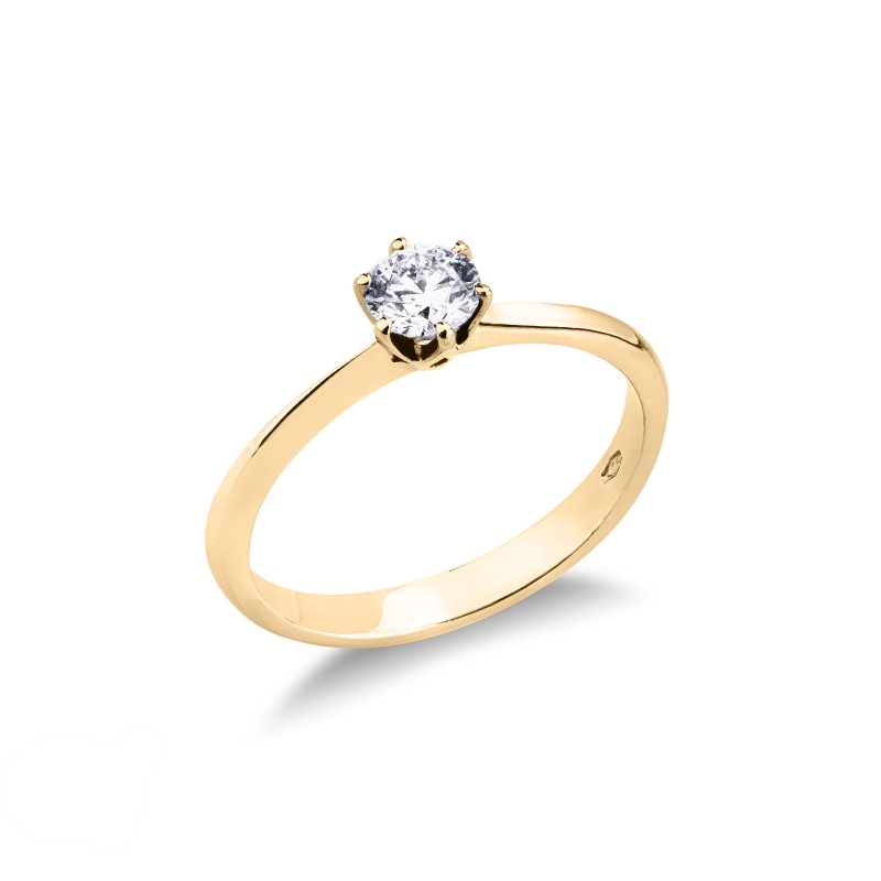 Six prong solitaire setting in yellow gold 18k