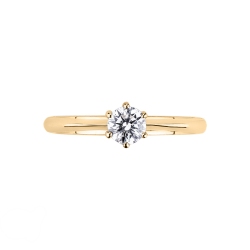 Six prong solitaire setting in yellow gold 18k