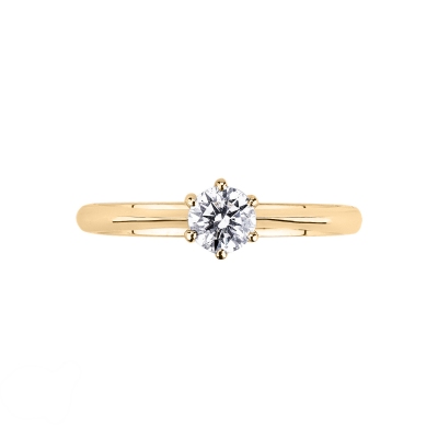 Six prong solitaire setting in yellow gold 18k