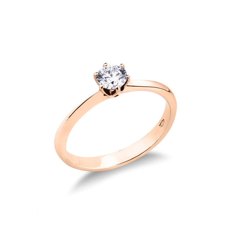 Six prong solitaire setting in rose gold 18k