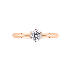 Six prong solitaire setting in rose gold 18k