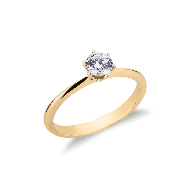 Solitaire setting engagement ring six prongs