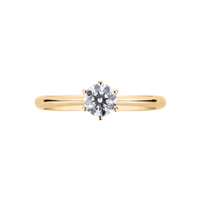 Solitaire setting engagement ring six prongs