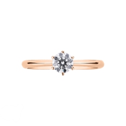 Solitaire setting engagement ring six prongs