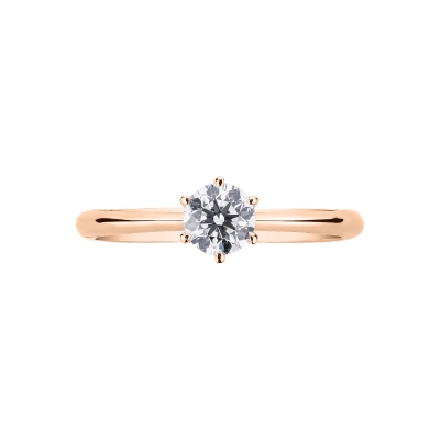 Solitaire setting engagement ring six prongs