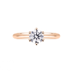 Rose gold 18k solitaire setting six prongs