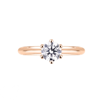 Rose gold 18k solitaire setting six prongs