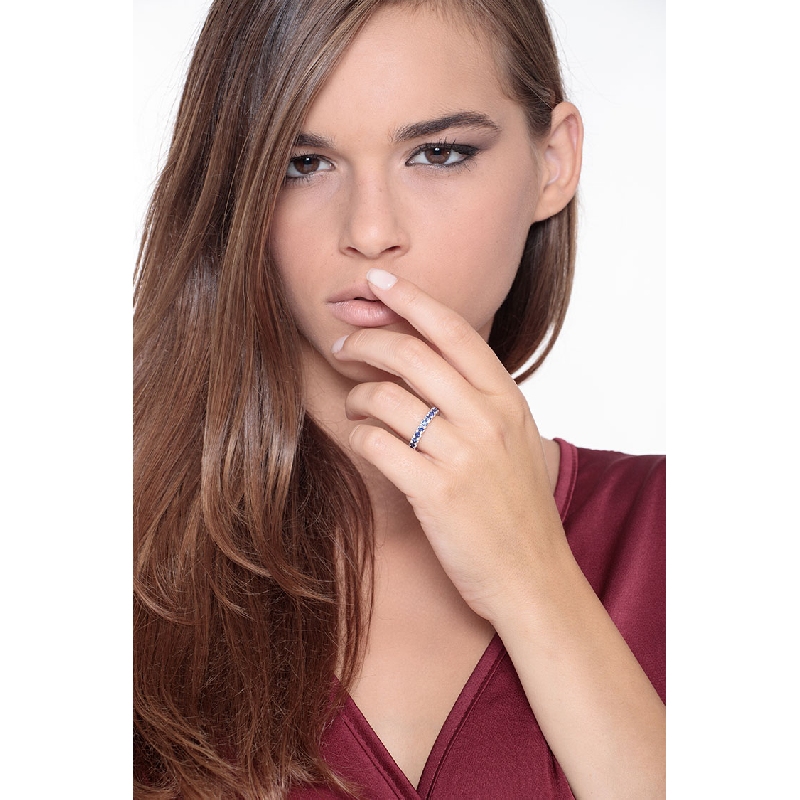 White gold 18k eternity ring with blue sapphires White gold 18k eternity ring with blue sapphires