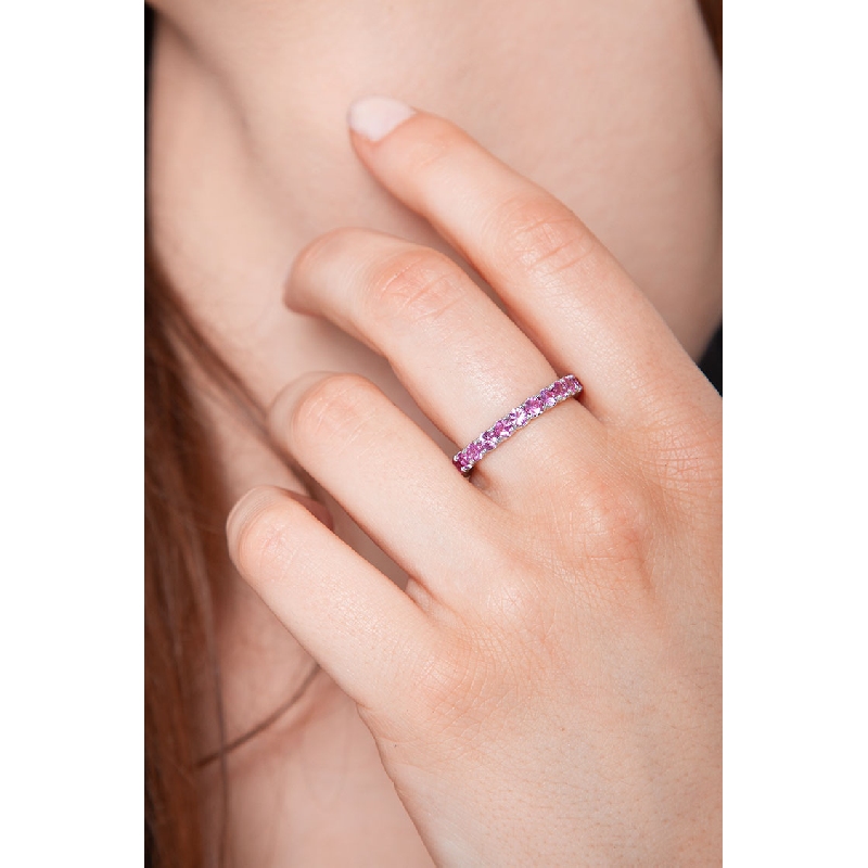 Pink sapphires eternity ring in white gold 18k Pink sapphires eternity ring in white gold 18k
