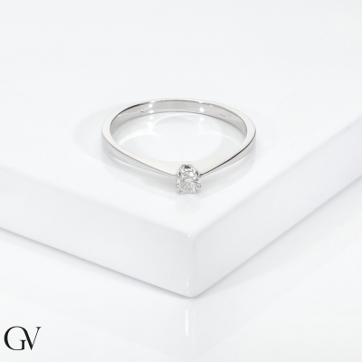 8 claw solitaire ring in white gold 18k with diamond, 0,10 ct