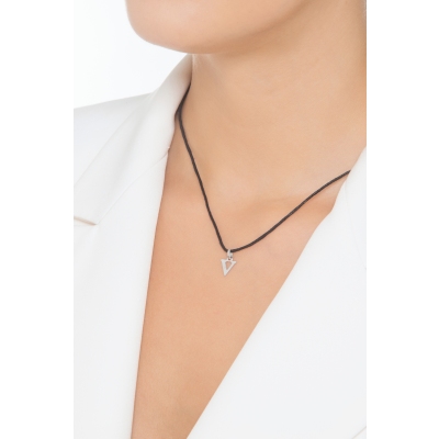 Pendant with initial letter V uppercase in 18k white gold