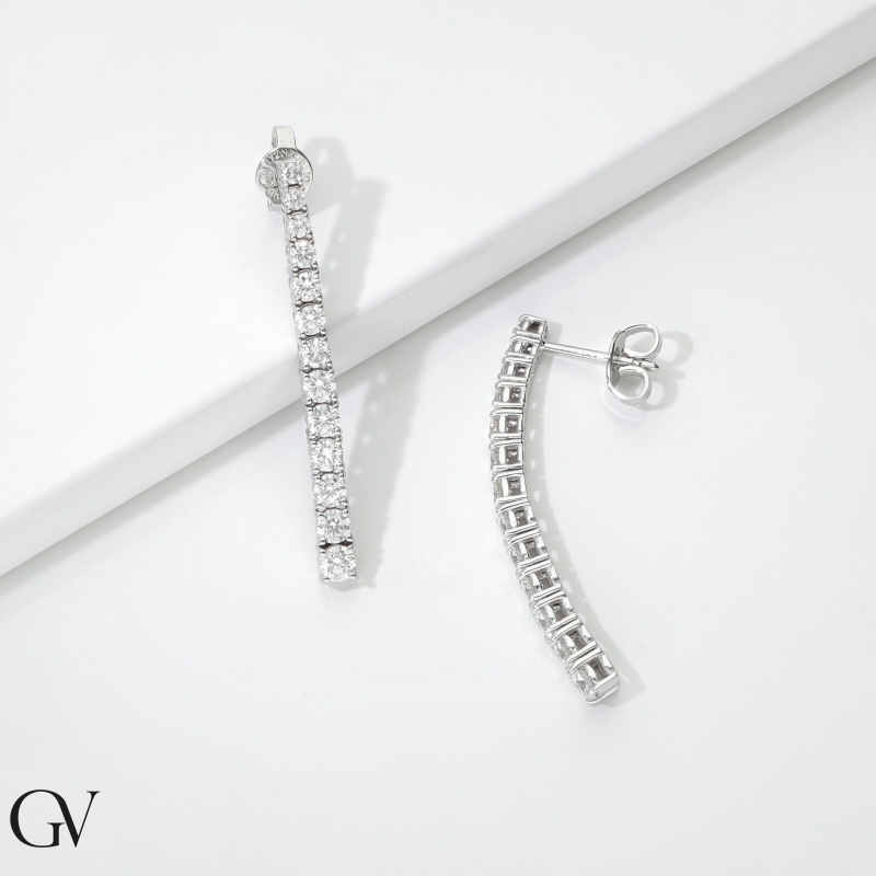 18k white gold tennis earrings with diamonds