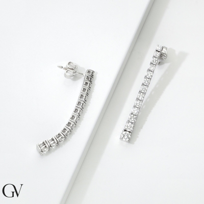 750 white gold tennis earrings diamond