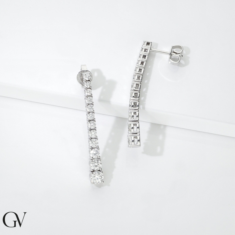 Diamond tennis earrings in white gold 18k