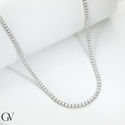 Graduated tennis necklace in white gold 18k with diamonds