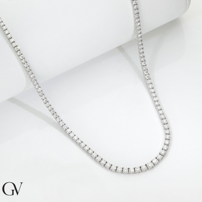 18k white gold tennis necklace with diamonds