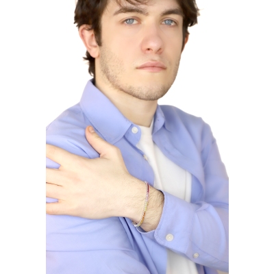 18k white gold tennis bracelet with multicolor sapphires