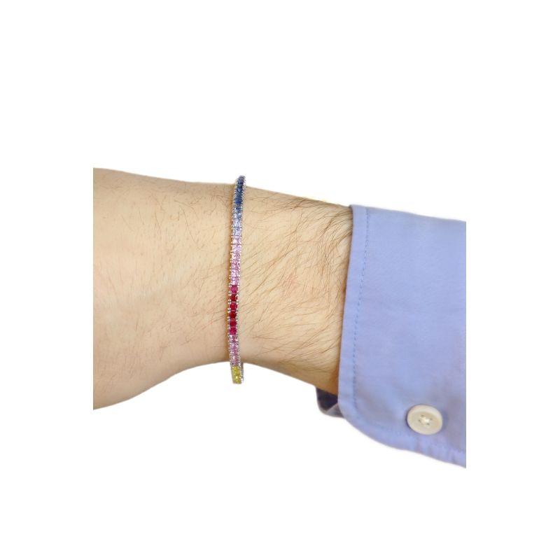 18k white gold tennis bracelet with multicolor sapphires 18k white gold tennis bracelet with multicolor sapphires